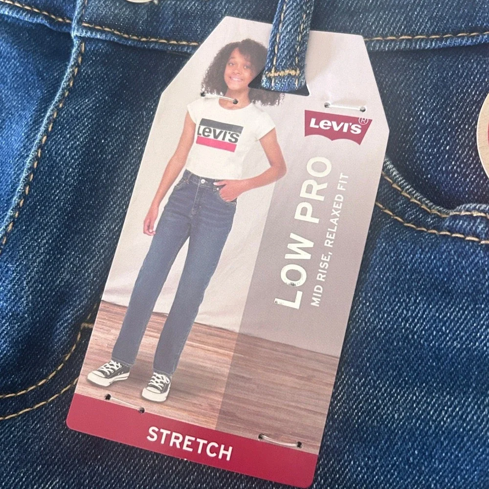 Levis Girls Low Pro‎ Relaxed Fit Mid Rise Stretch Jeans Blue Size 10 Reg NEW